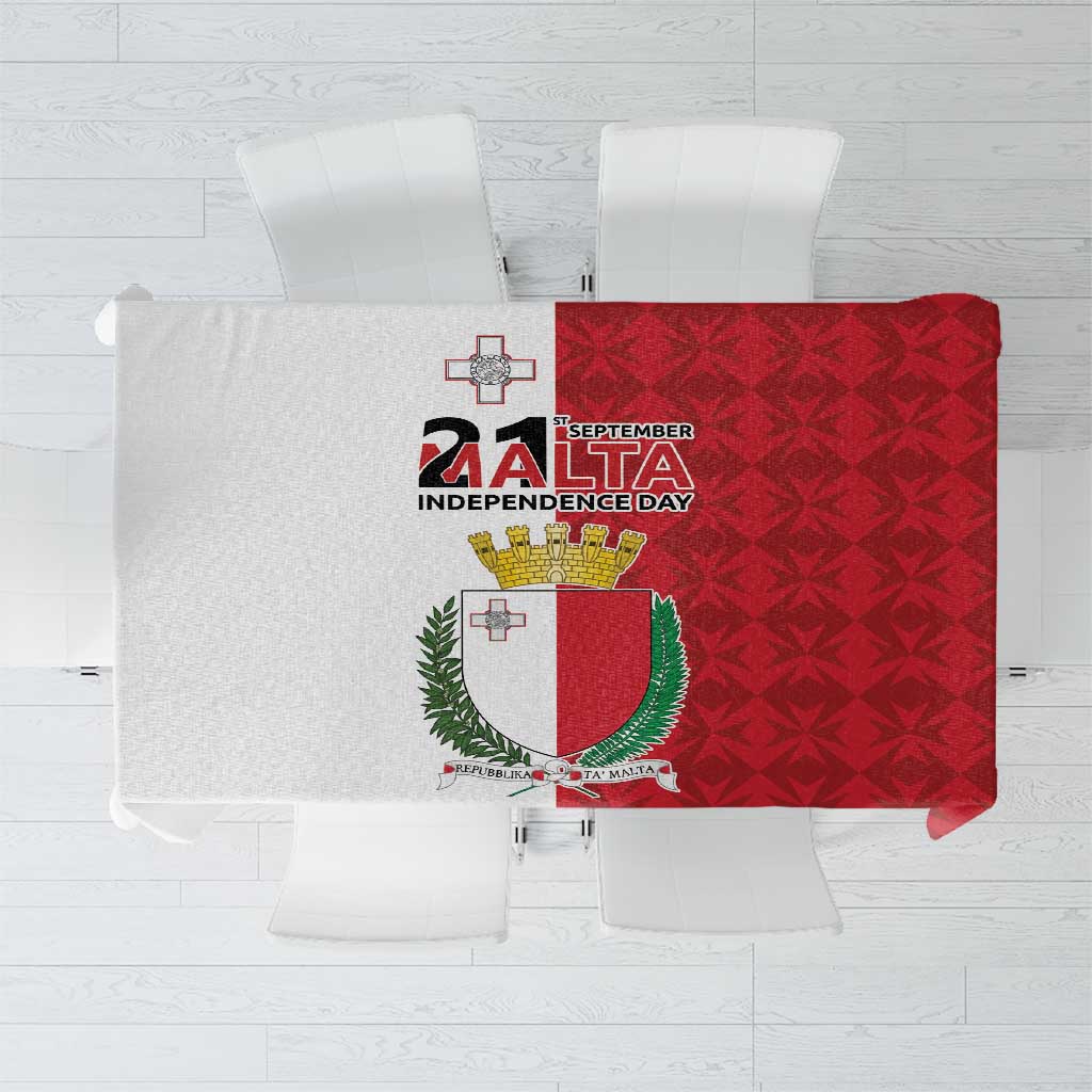Malta Independence Day Tablecloth Flag Style with Coat of Arms