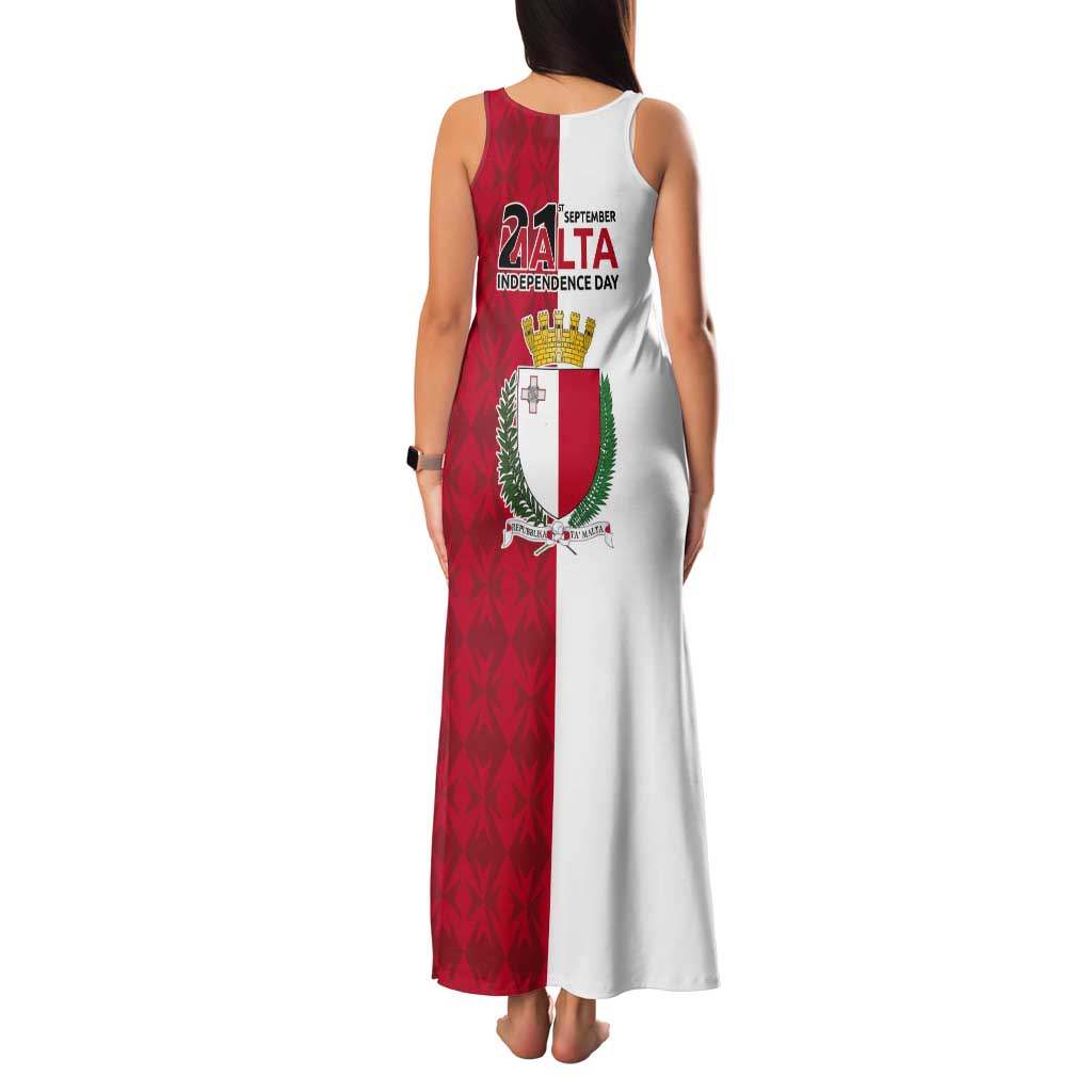 Malta Independence Day Tank Maxi Dress Flag Style with Coat of Arms