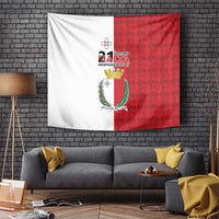 Malta Independence Day Tapestry Flag Style with Coat of Arms