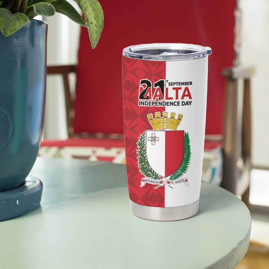 Malta Independence Day Tumbler Cup Flag Style with Coat of Arms