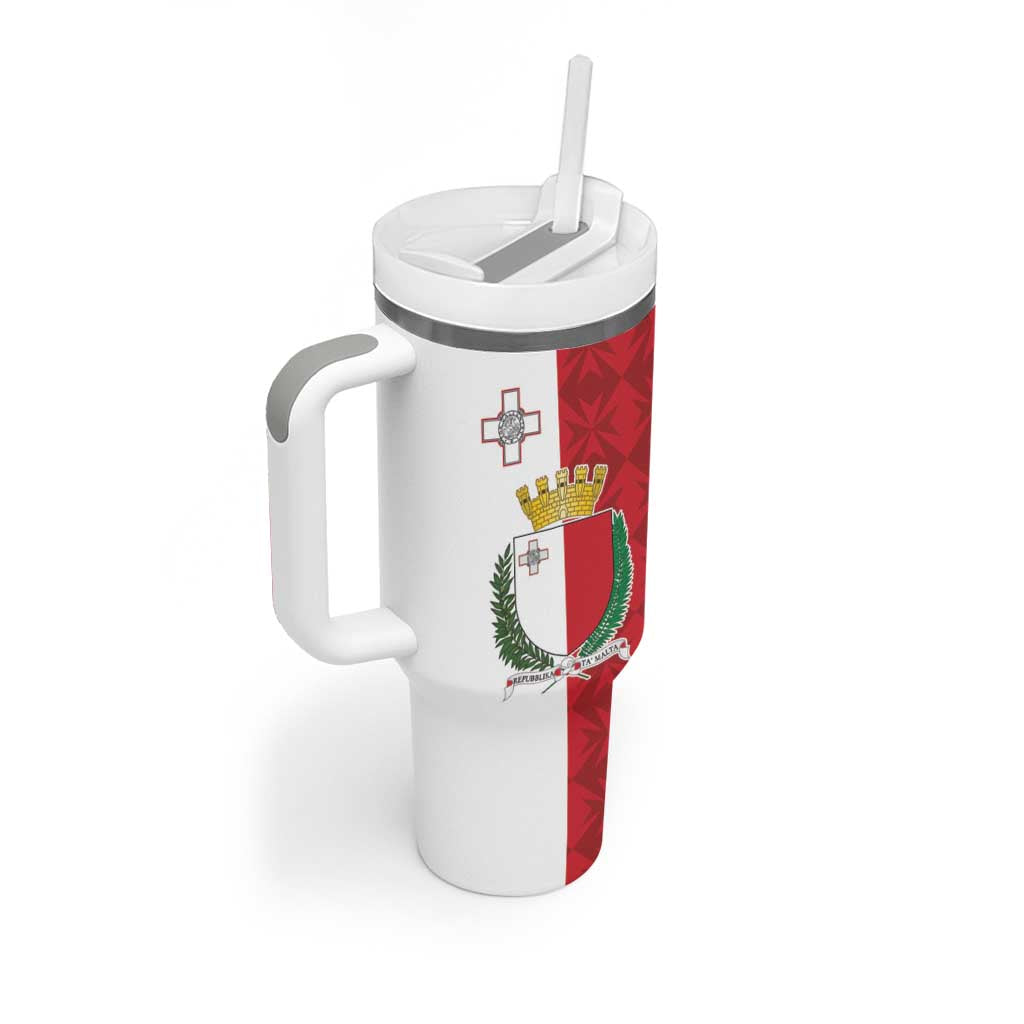 Malta Independence Day Tumbler With Handle Flag Style with Coat of Arms