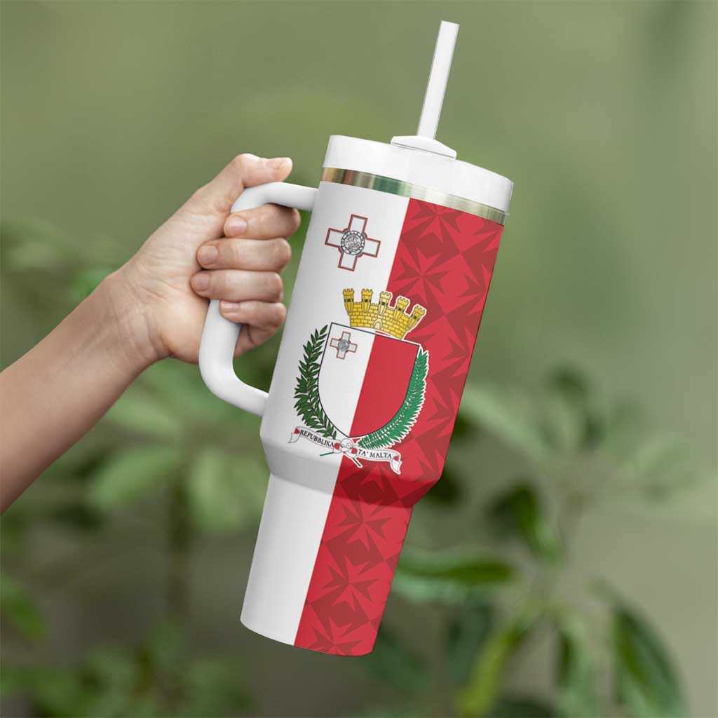 Malta Independence Day Tumbler With Handle Flag Style with Coat of Arms