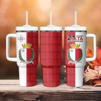 Malta Independence Day Tumbler With Handle Flag Style with Coat of Arms