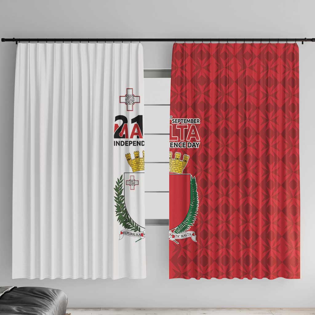 Malta Independence Day Window Curtain Flag Style with Coat of Arms