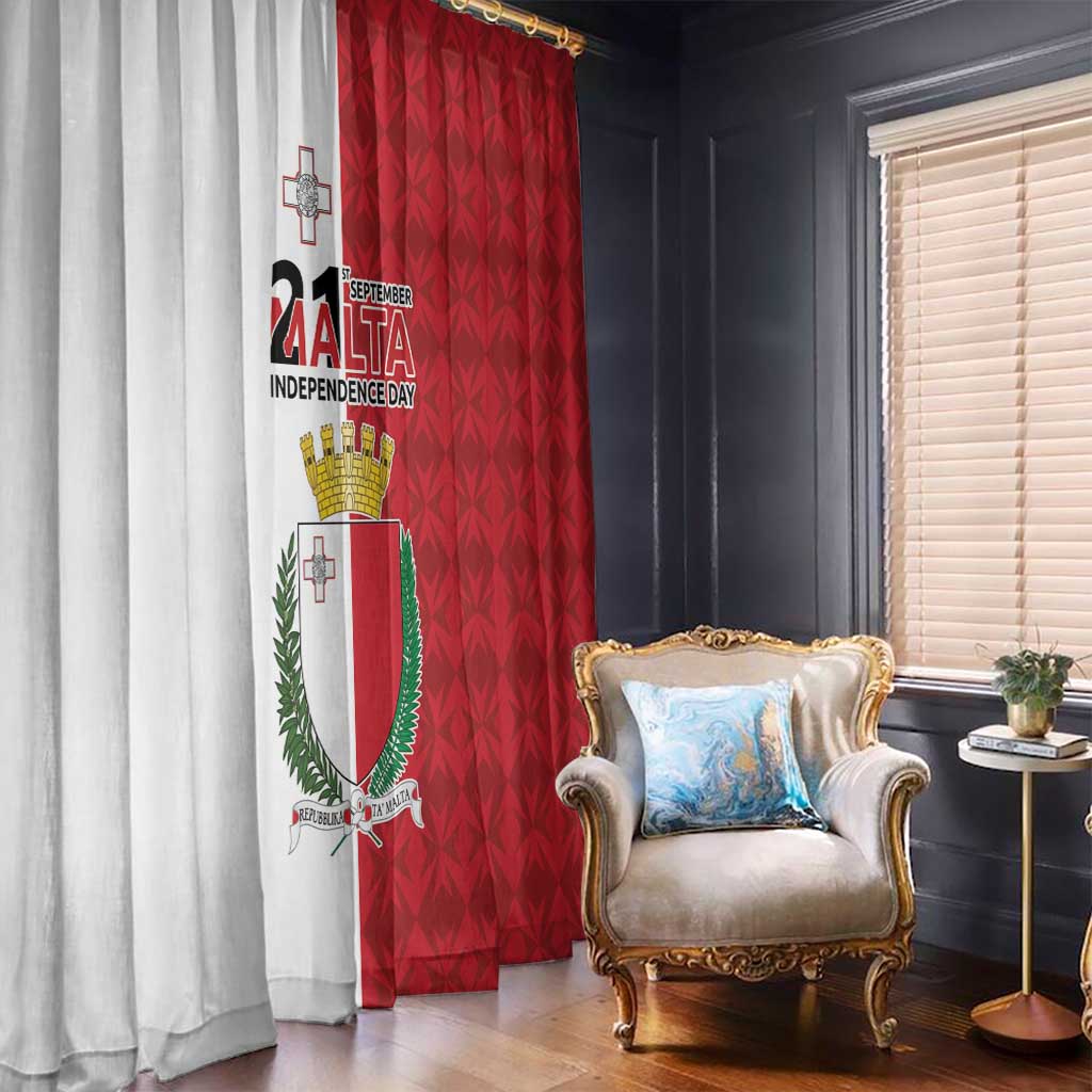 Malta Independence Day Window Curtain Flag Style with Coat of Arms