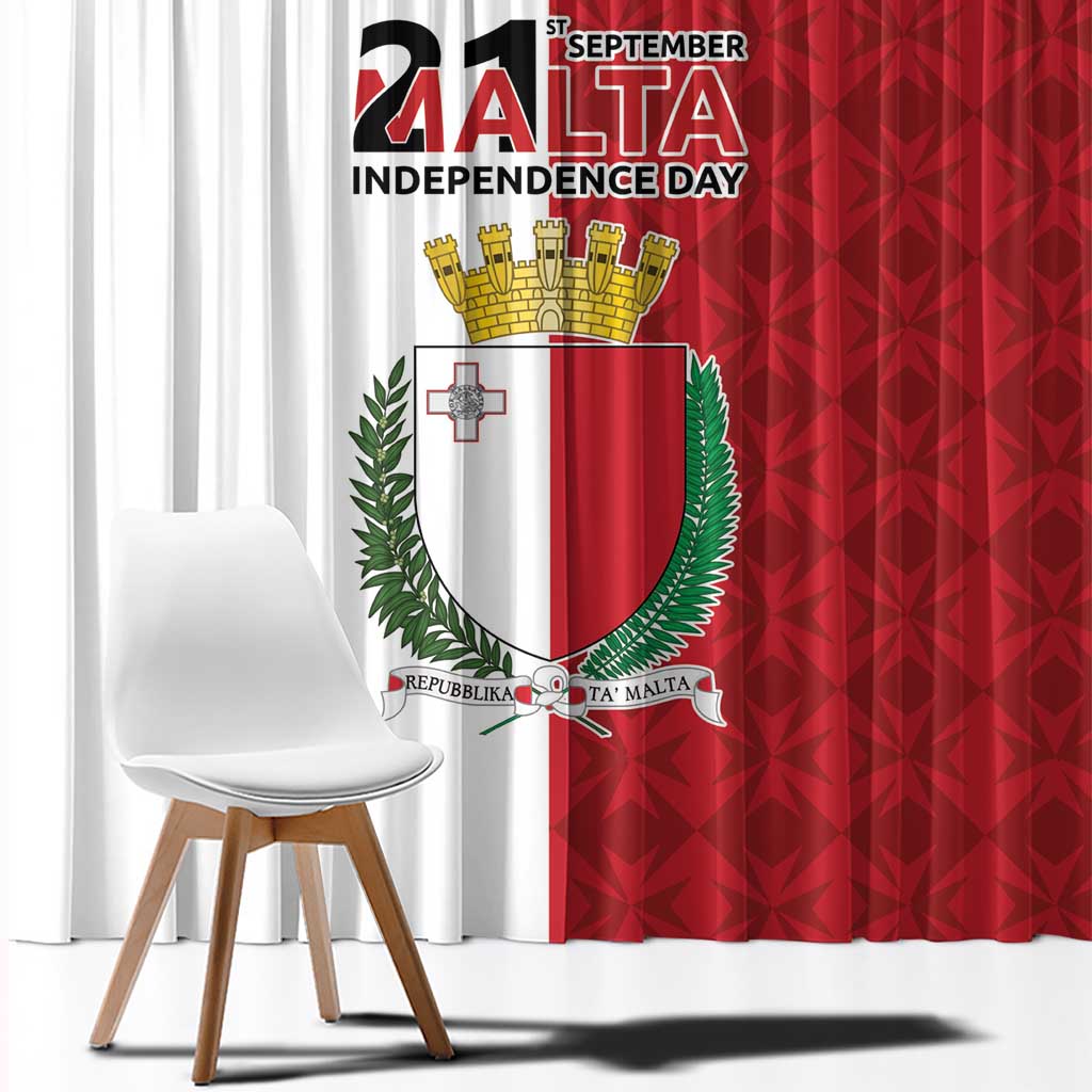 Malta Independence Day Window Curtain Flag Style with Coat of Arms
