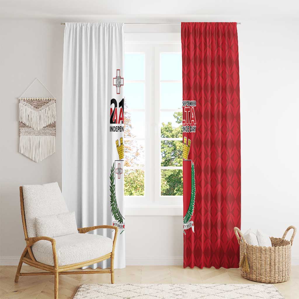Malta Independence Day Window Curtain Flag Style with Coat of Arms