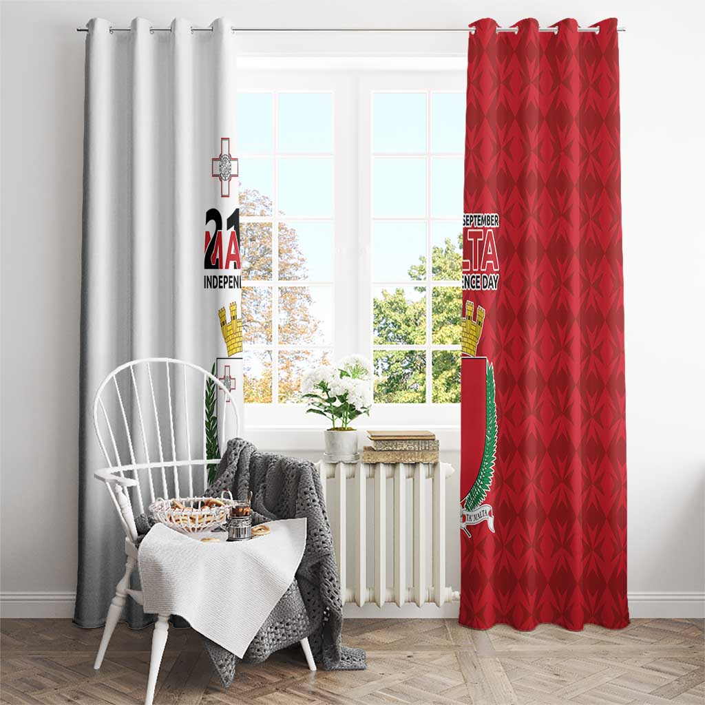 Malta Independence Day Window Curtain Flag Style with Coat of Arms