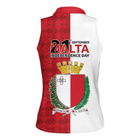 Malta Independence Day Women Sleeveless Polo Shirt Flag Style with Coat of Arms