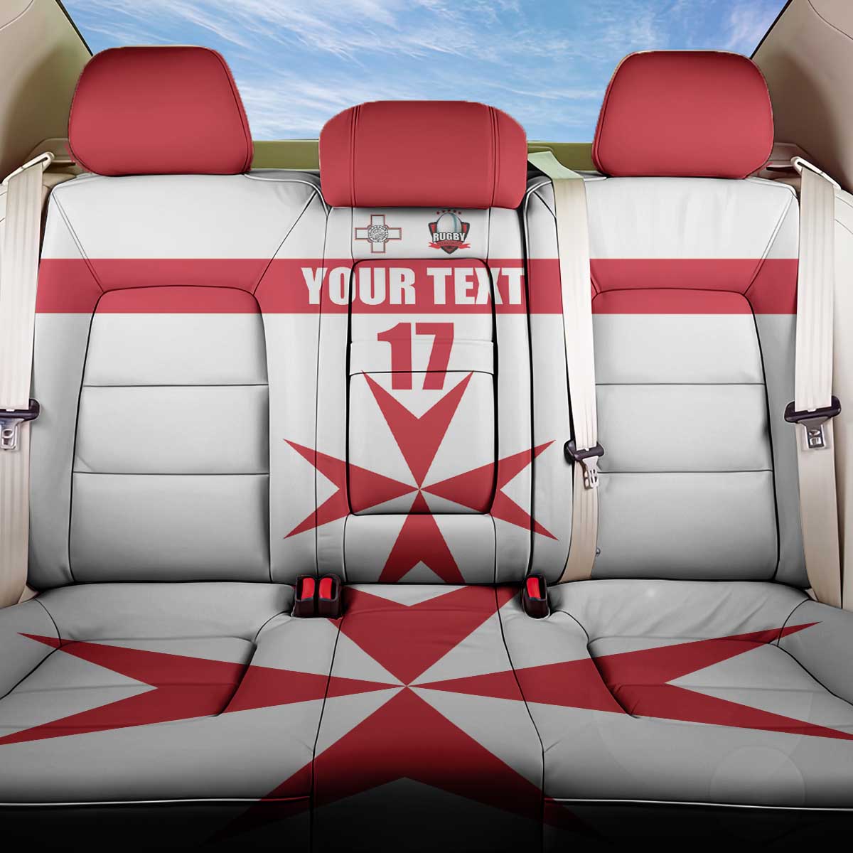 Custom Malta Rugby Back Car Seat Cover Maltese Cross