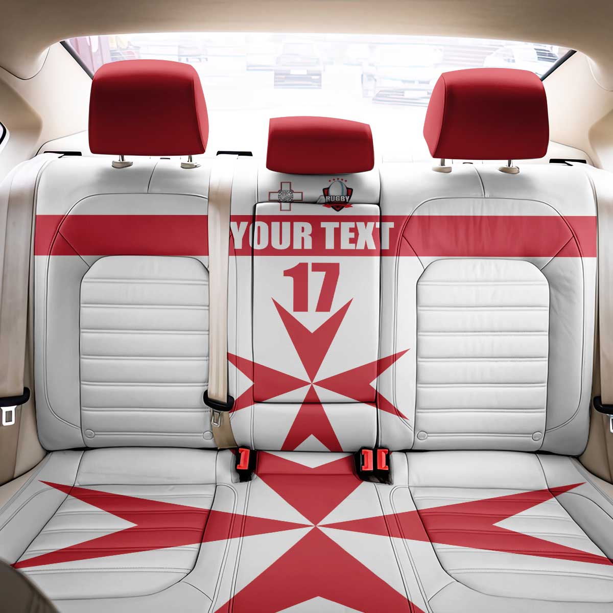 Custom Malta Rugby Back Car Seat Cover Maltese Cross