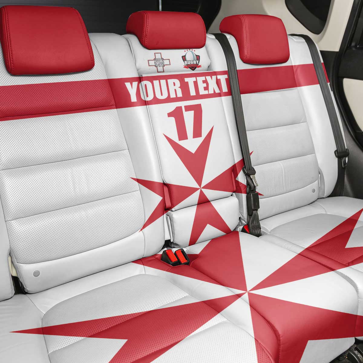 Custom Malta Rugby Back Car Seat Cover Maltese Cross