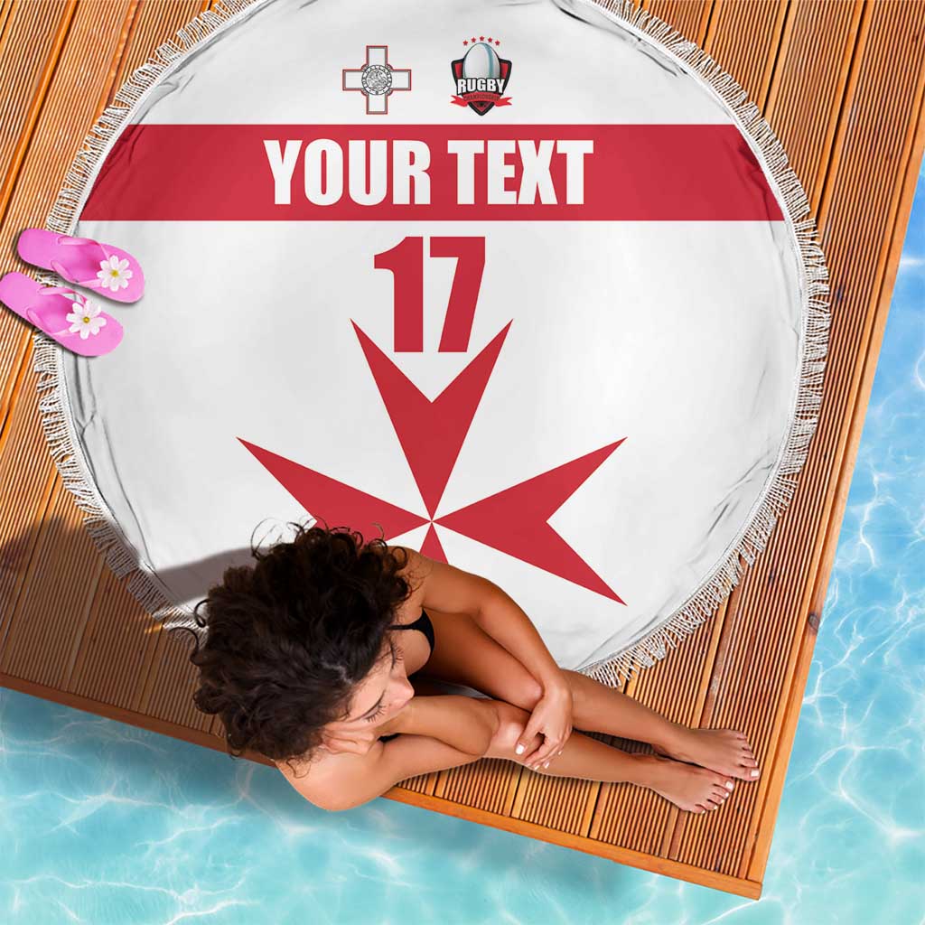 Custom Malta Rugby Beach Blanket Maltese Cross