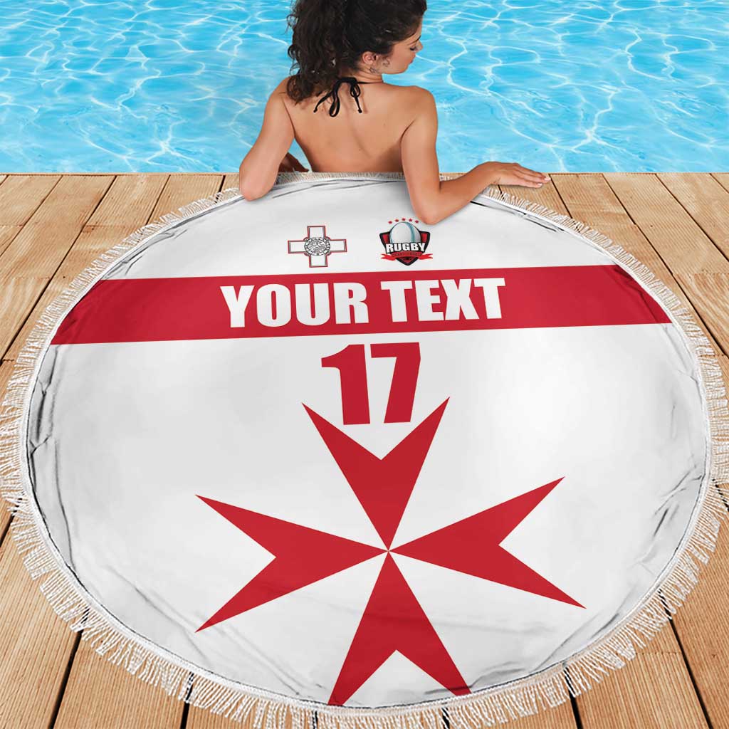 Custom Malta Rugby Beach Blanket Maltese Cross