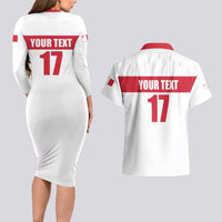 Custom Malta Rugby Couples Matching Long Sleeve Bodycon Dress and Hawaiian Shirt Maltese Cross