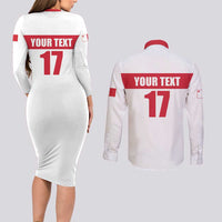 Custom Malta Rugby Couples Matching Long Sleeve Bodycon Dress and Long Sleeve Button Shirt Maltese Cross