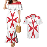Custom Malta Rugby Couples Matching Mermaid Dress and Hawaiian Shirt Maltese Cross