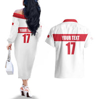 Custom Malta Rugby Couples Matching Off The Shoulder Long Sleeve Dress and Hawaiian Shirt Maltese Cross