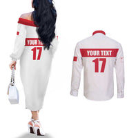 Custom Malta Rugby Couples Matching Off The Shoulder Long Sleeve Dress and Long Sleeve Button Shirt Maltese Cross