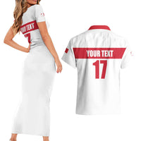 Custom Malta Rugby Couples Matching Short Sleeve Bodycon Dress and Hawaiian Shirt Maltese Cross