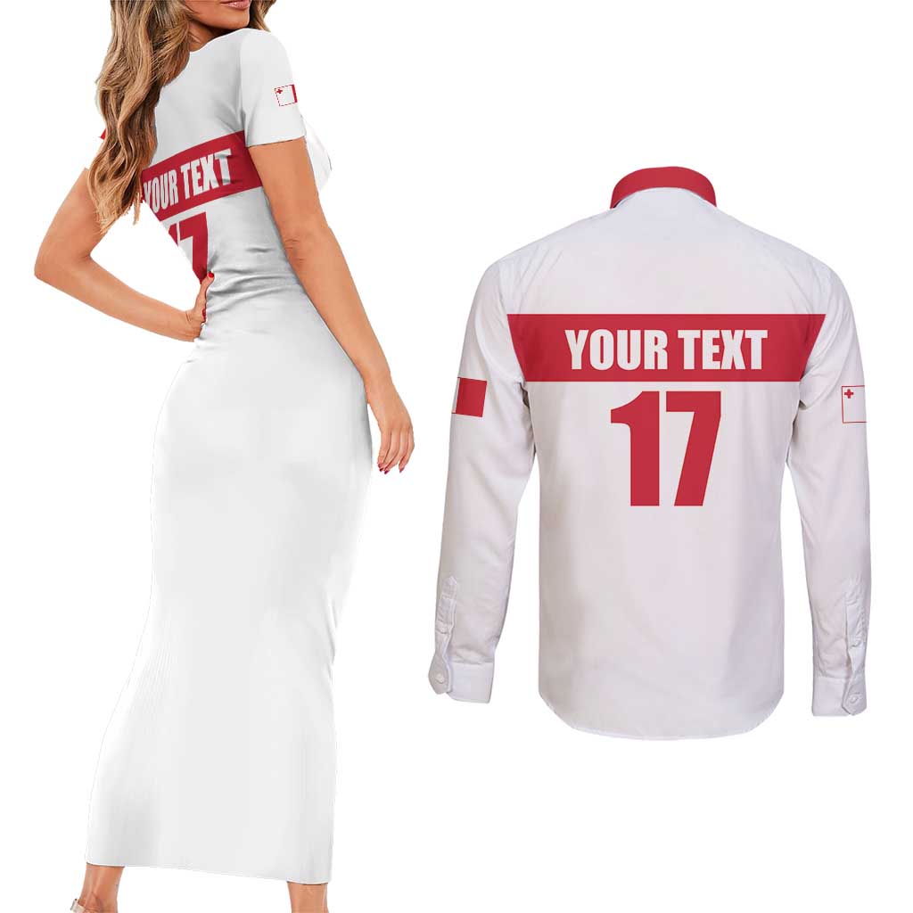 Custom Malta Rugby Couples Matching Short Sleeve Bodycon Dress and Long Sleeve Button Shirt Maltese Cross