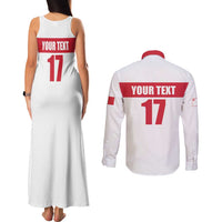 Custom Malta Rugby Couples Matching Tank Maxi Dress and Long Sleeve Button Shirt Maltese Cross