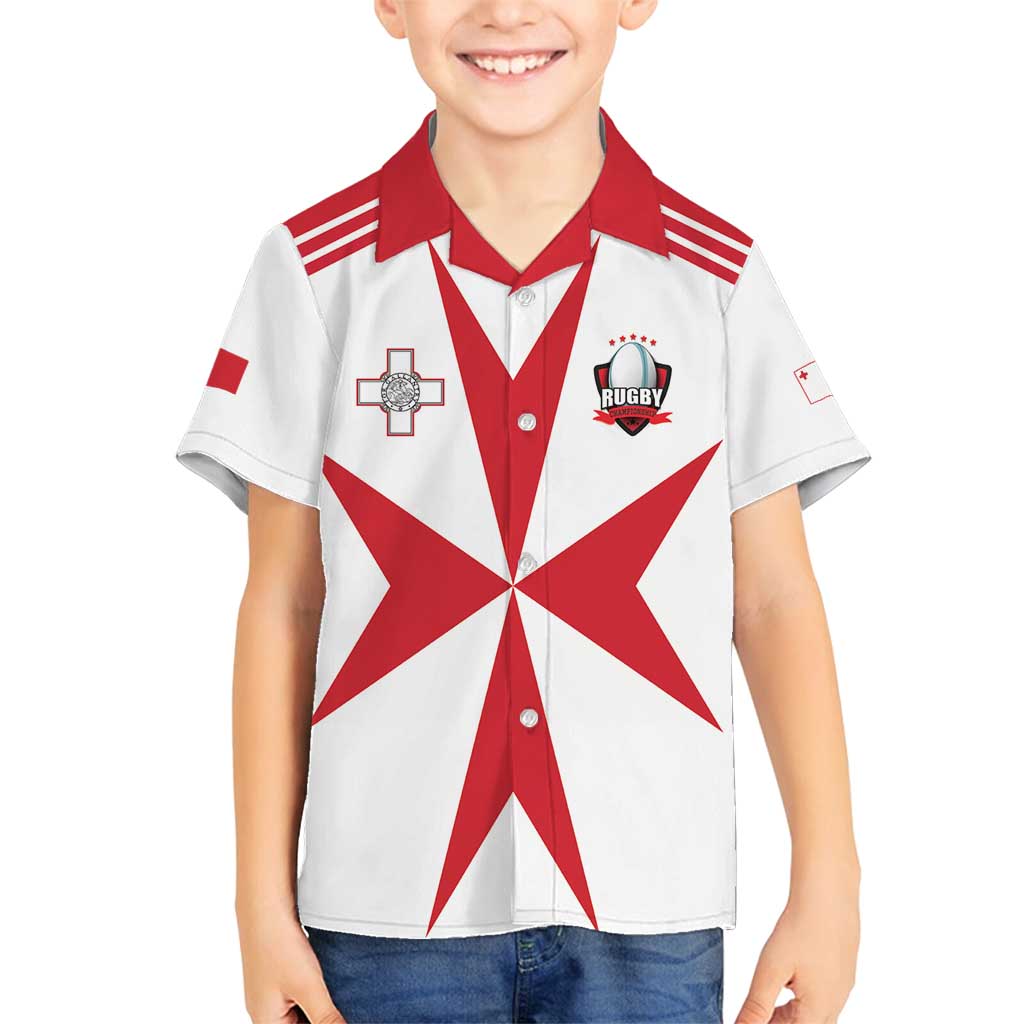 Custom Malta Rugby Family Matching Long Sleeve Bodycon Dress and Hawaiian Shirt Maltese Cross
