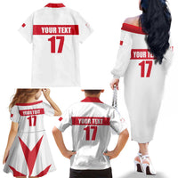 Custom Malta Rugby Family Matching Off The Shoulder Long Sleeve Dress and Hawaiian Shirt Maltese Cross