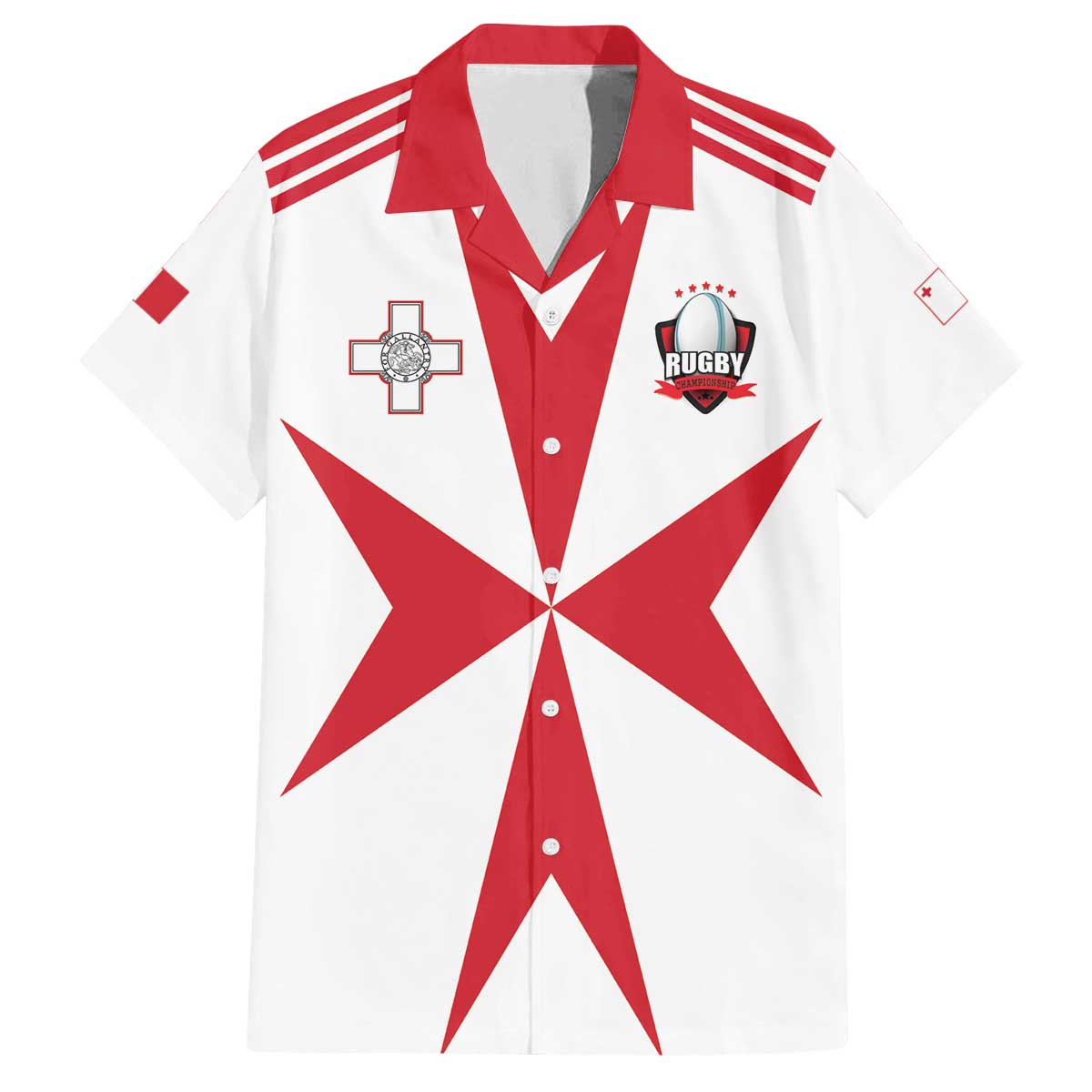 Custom Malta Rugby Family Matching Off The Shoulder Long Sleeve Dress and Hawaiian Shirt Maltese Cross