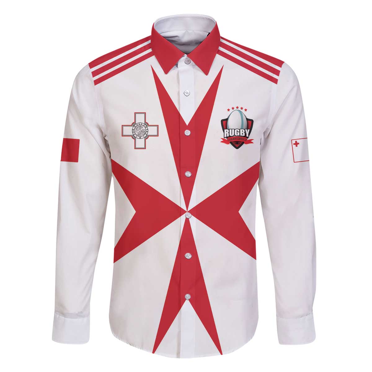 Custom Malta Rugby Family Matching Off The Shoulder Long Sleeve Dress and Hawaiian Shirt Maltese Cross