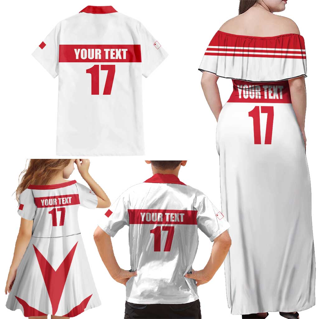 Custom Malta Rugby Family Matching Off Shoulder Maxi Dress and Hawaiian Shirt Maltese Cross