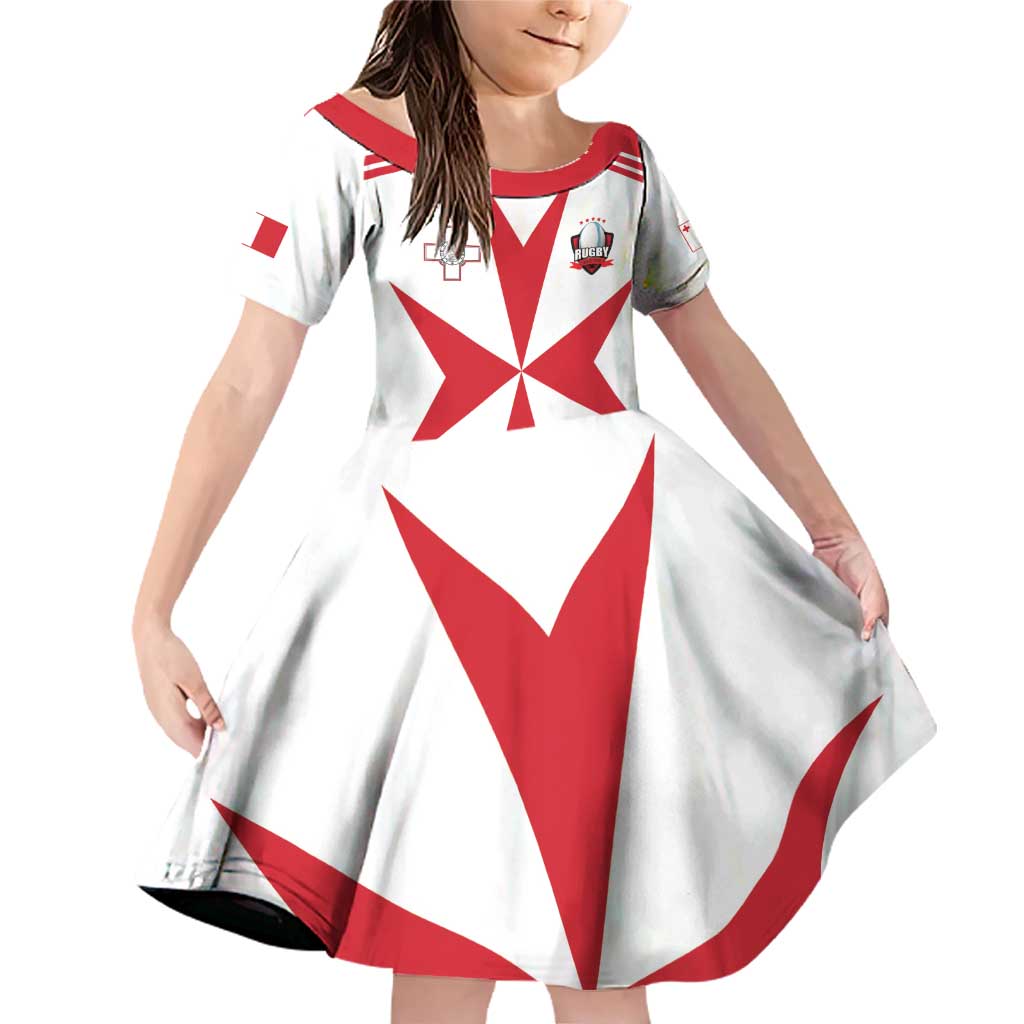 Custom Malta Rugby Family Matching Off Shoulder Short Dress and Hawaiian Shirt Maltese Cross