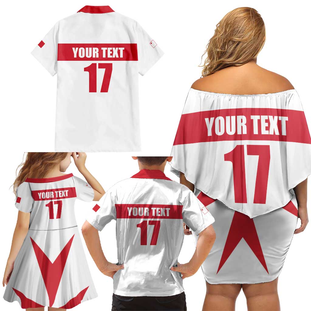 Custom Malta Rugby Family Matching Off Shoulder Short Dress and Hawaiian Shirt Maltese Cross