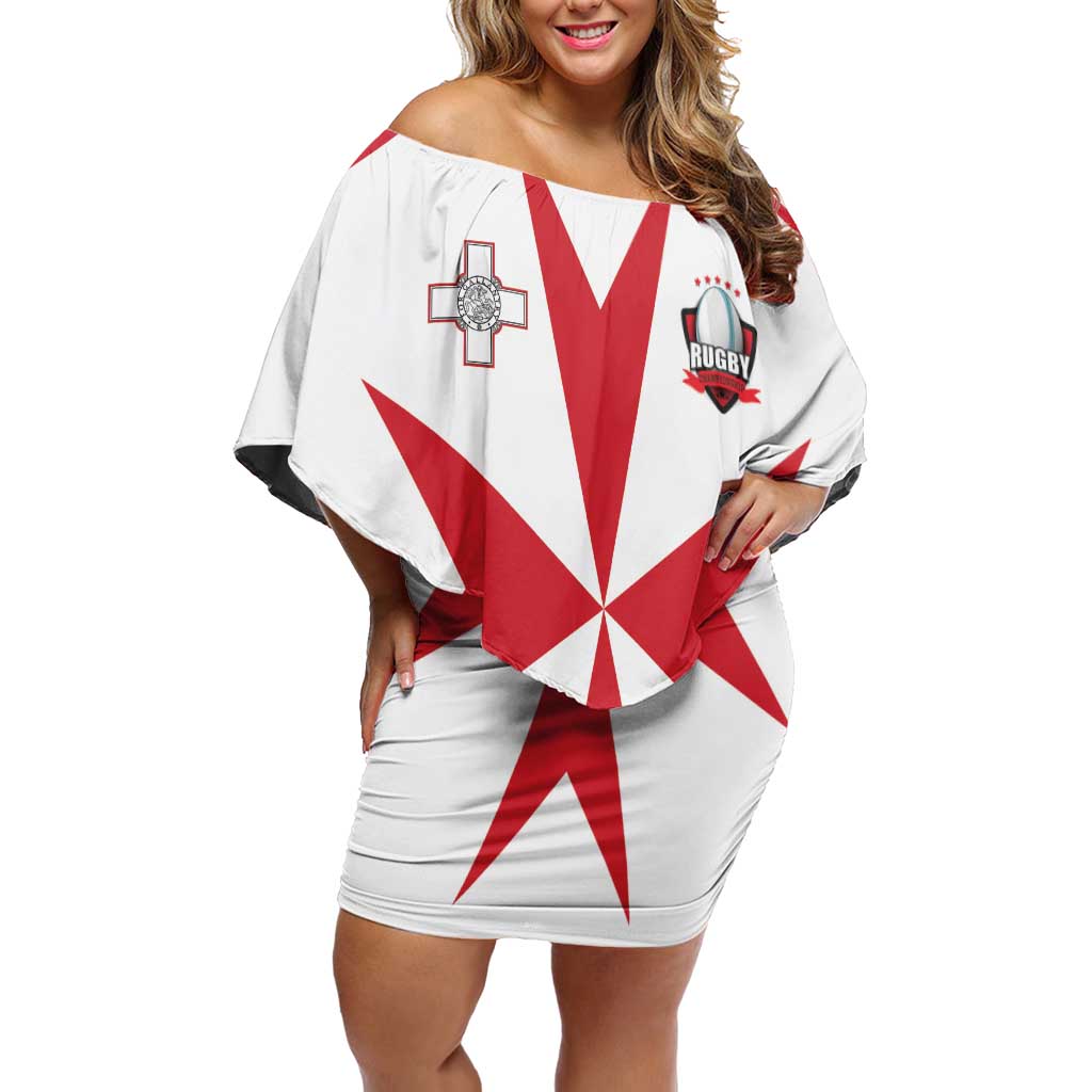 Custom Malta Rugby Family Matching Off Shoulder Short Dress and Hawaiian Shirt Maltese Cross