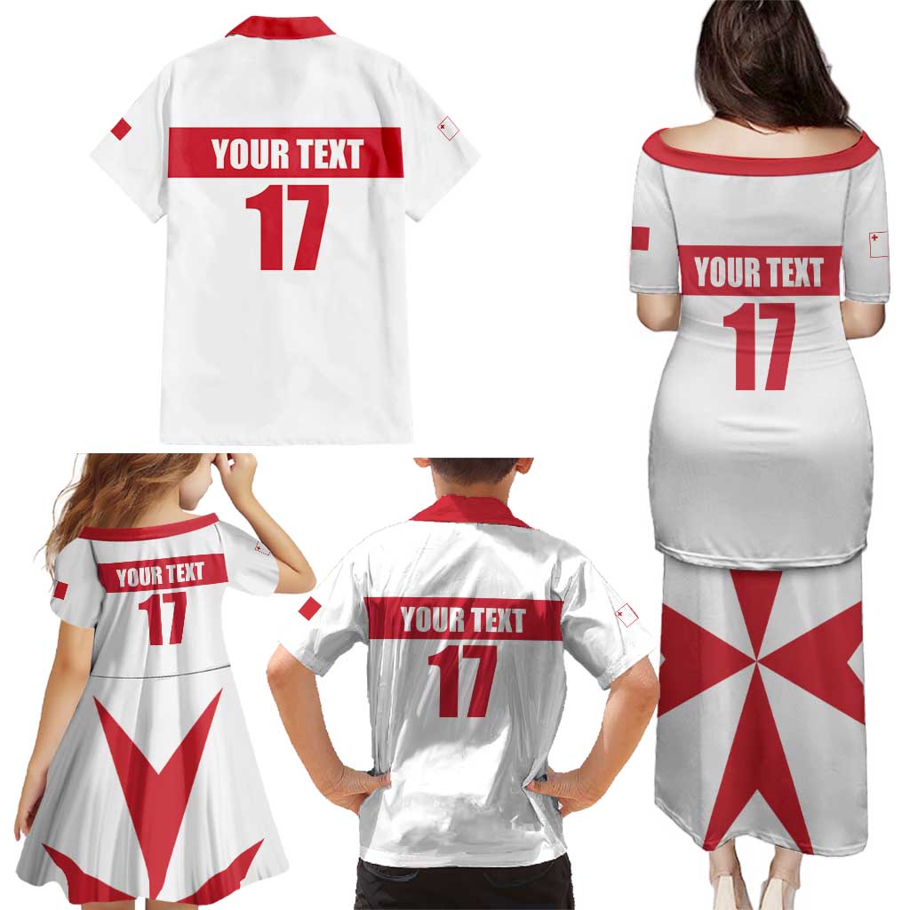 Custom Malta Rugby Family Matching Puletasi and Hawaiian Shirt Maltese Cross