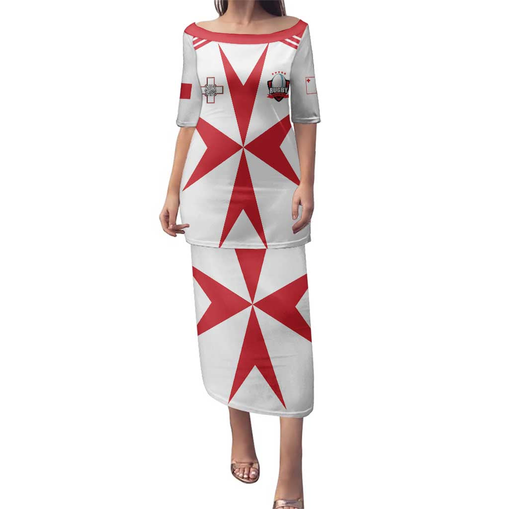 Custom Malta Rugby Family Matching Puletasi and Hawaiian Shirt Maltese Cross
