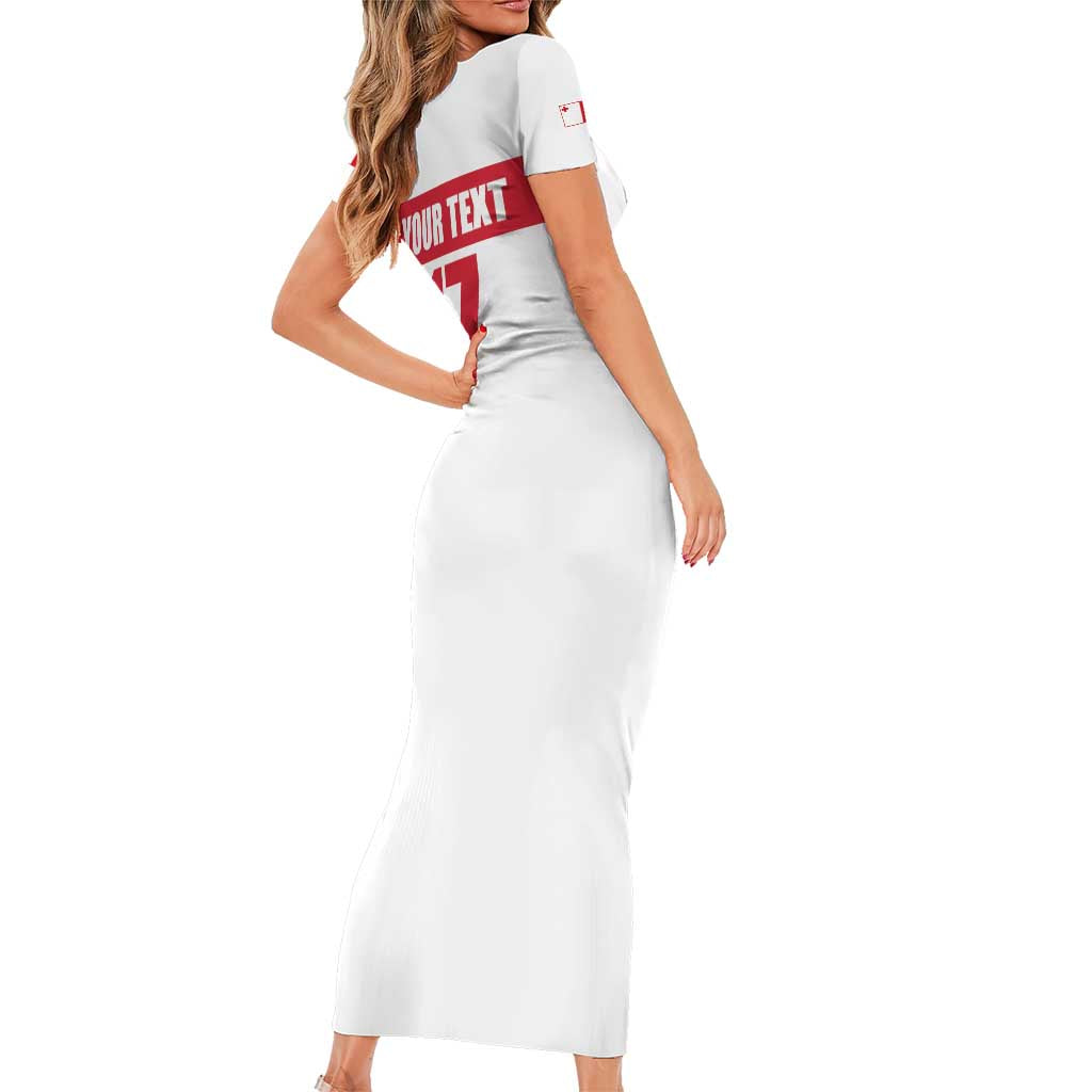 Custom Malta Rugby Family Matching Short Sleeve Bodycon Dress and Hawaiian Shirt Maltese Cross