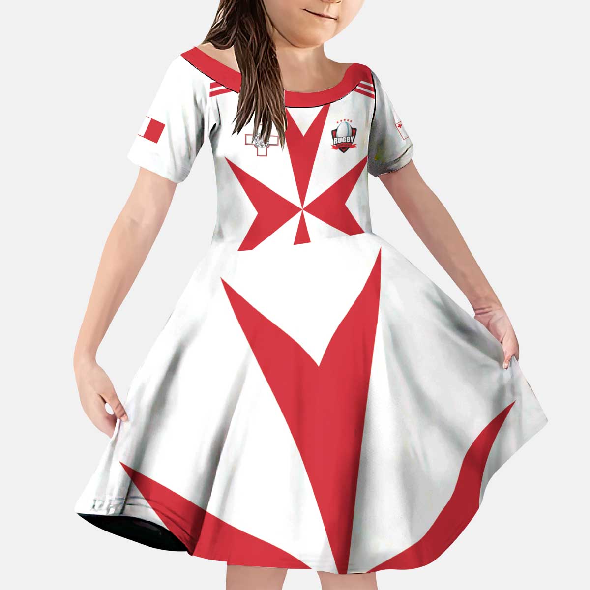 Custom Malta Rugby Kid Short Sleeve Dress Maltese Cross