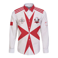 Custom Malta Rugby Long Sleeve Button Shirt Maltese Cross
