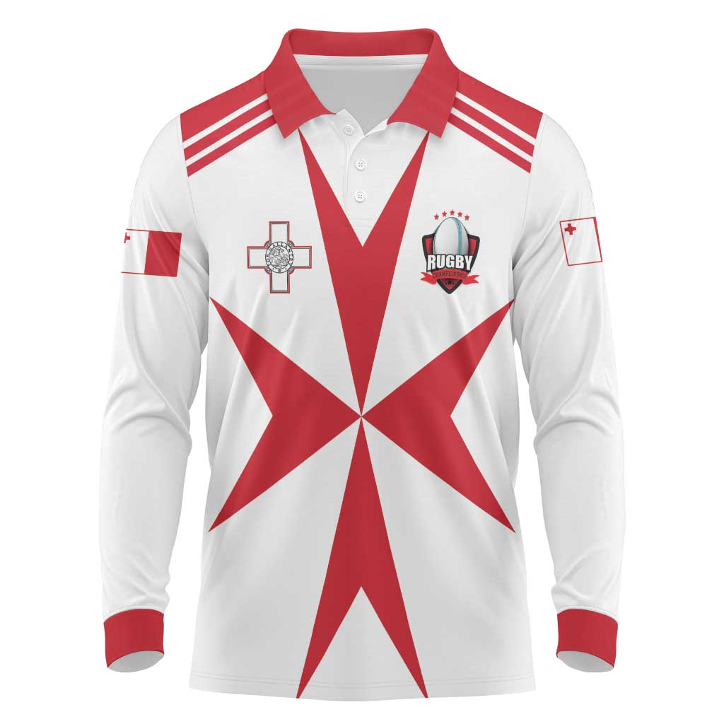 Custom Malta Rugby Long Sleeve Polo Shirt Maltese Cross