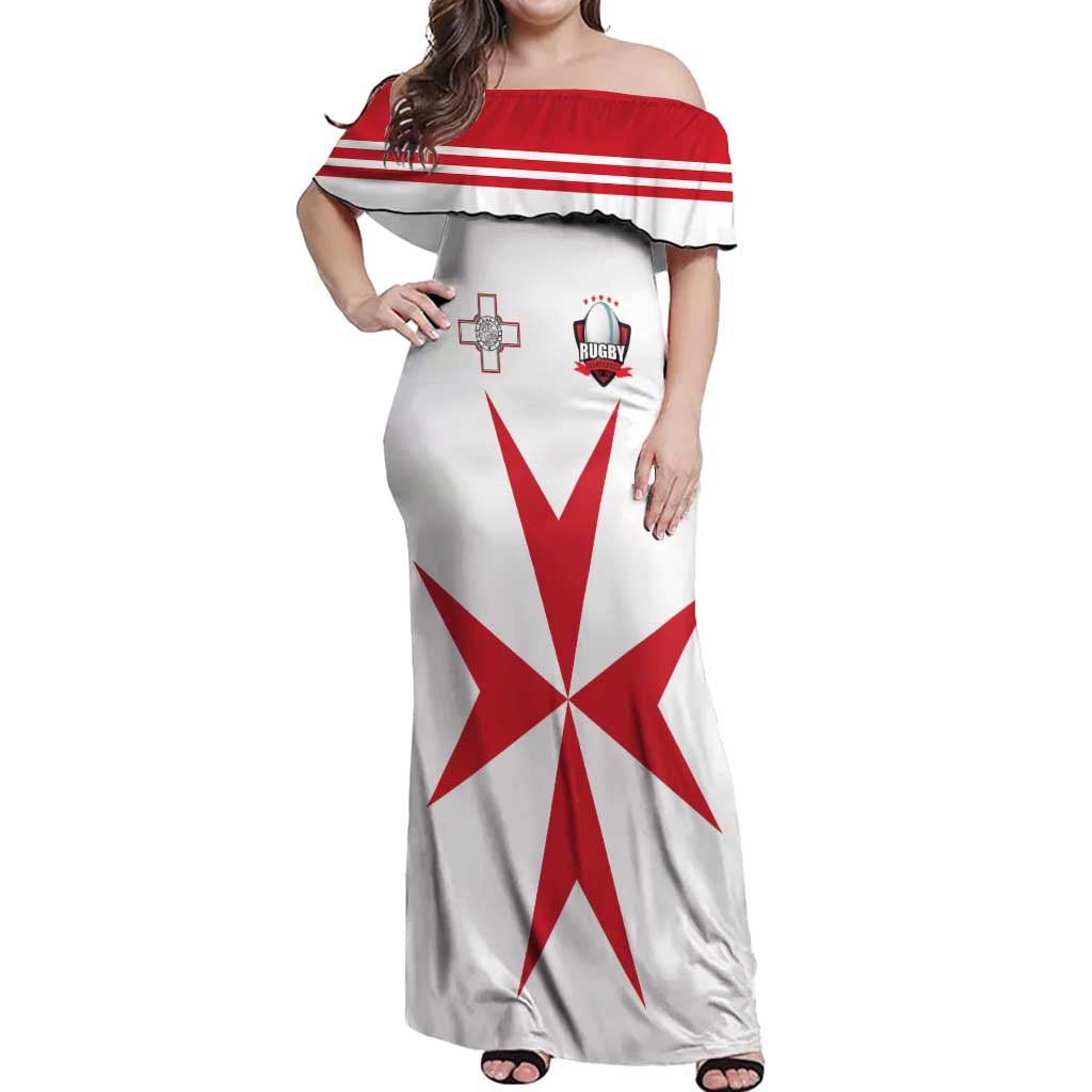 Custom Malta Rugby Off Shoulder Maxi Dress Maltese Cross