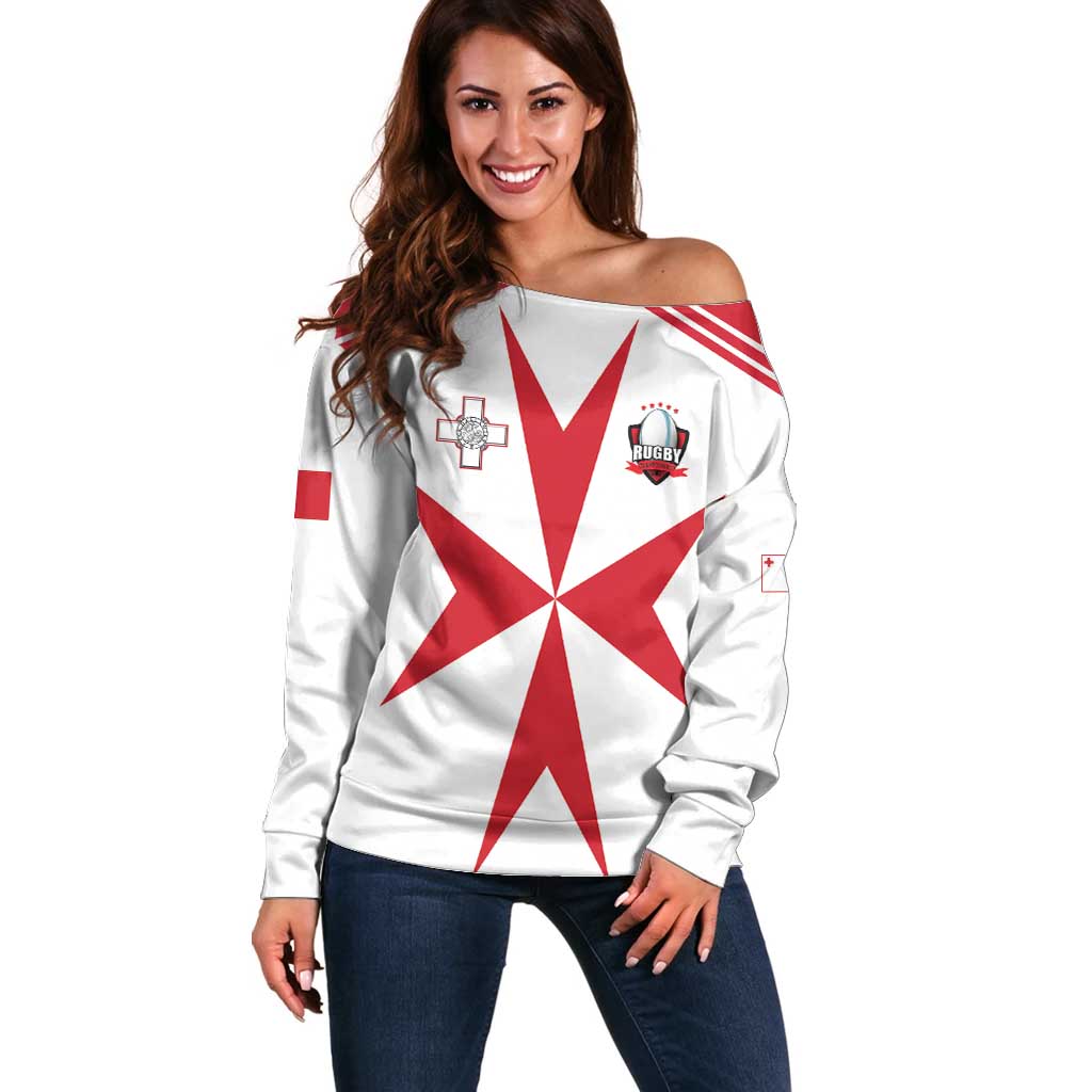 Custom Malta Rugby Off Shoulder Sweater Maltese Cross