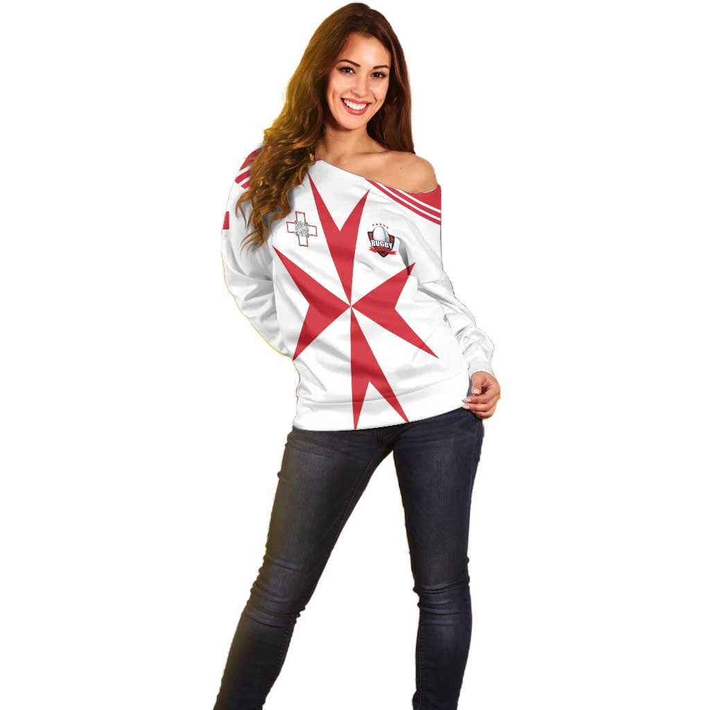 Custom Malta Rugby Off Shoulder Sweater Maltese Cross