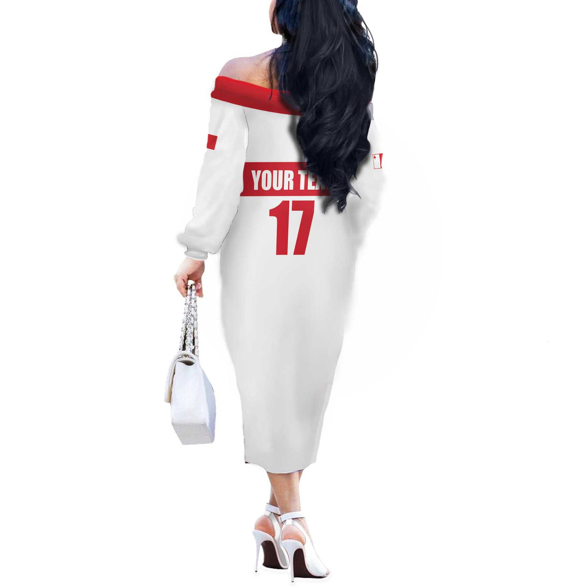 Custom Malta Rugby Off The Shoulder Long Sleeve Dress Maltese Cross