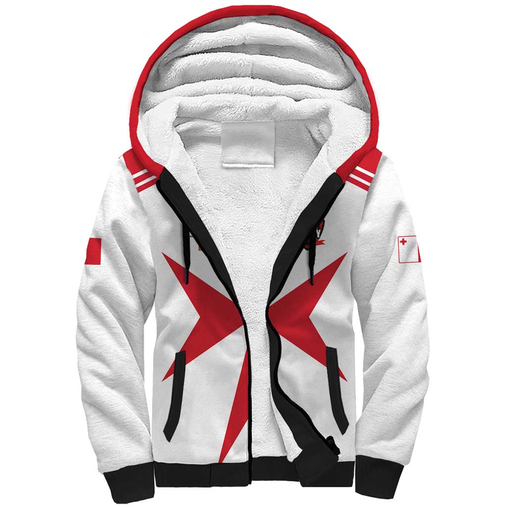 Custom Malta Rugby Sherpa Hoodie Maltese Cross