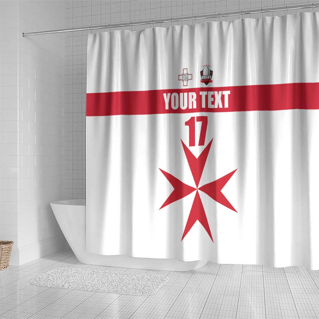 Custom Malta Rugby Shower Curtain Maltese Cross