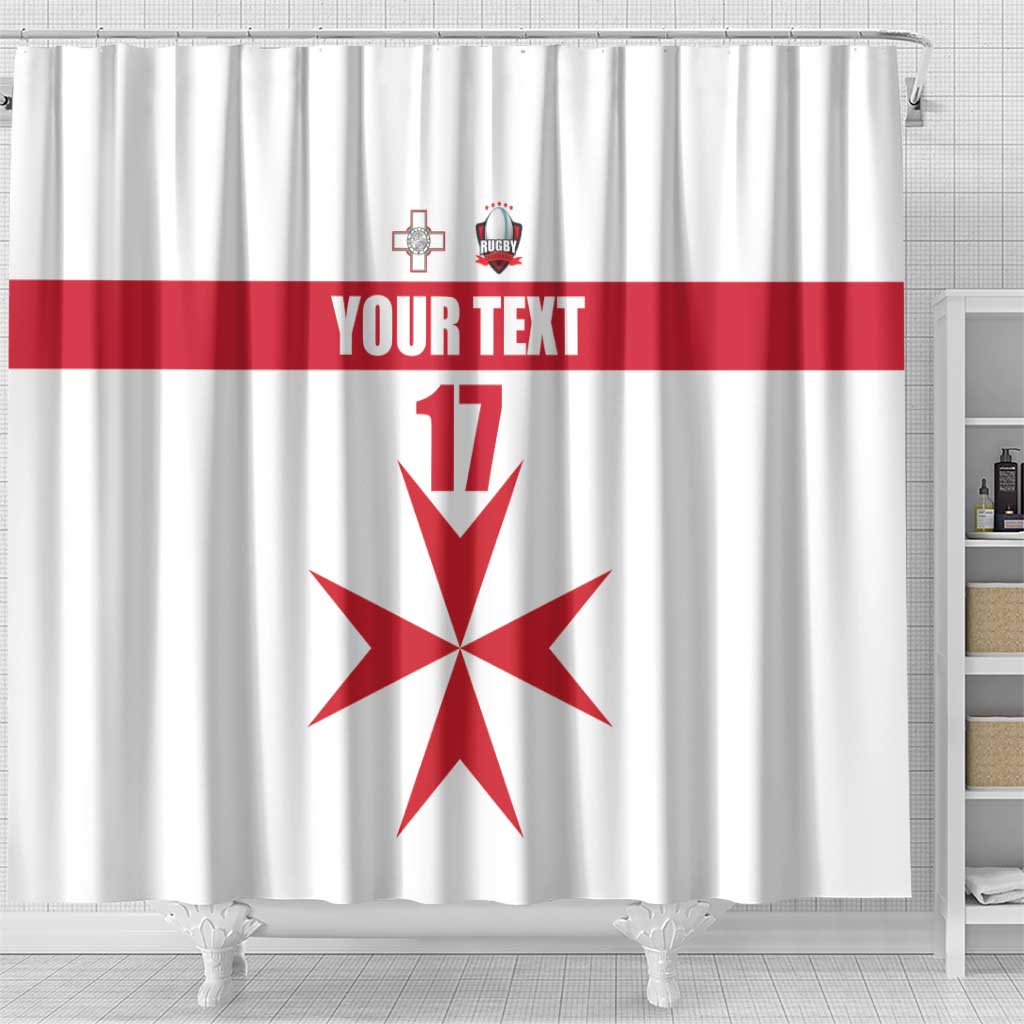 Custom Malta Rugby Shower Curtain Maltese Cross