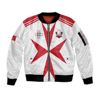 Custom Malta Rugby Sleeve Zip Bomber Jacket Maltese Cross