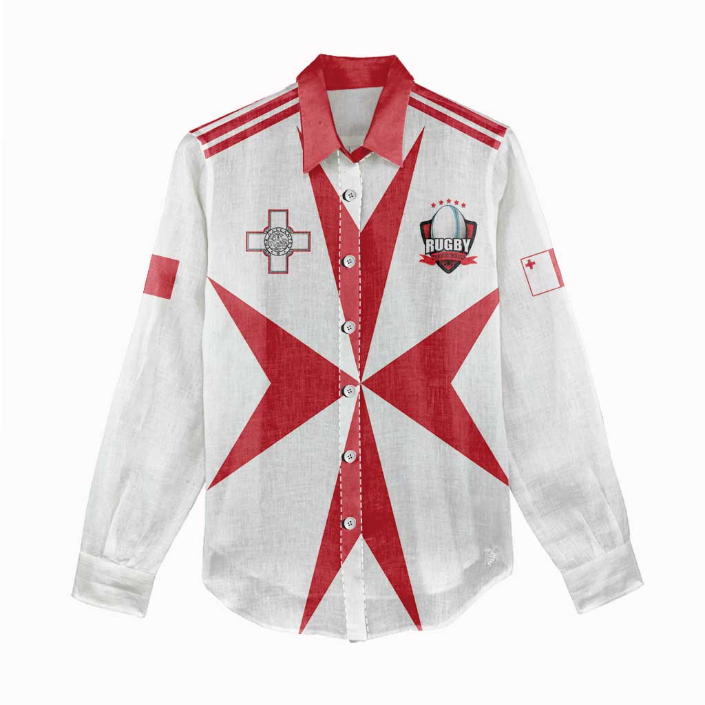 Custom Malta Rugby Women Casual Shirt Maltese Cross