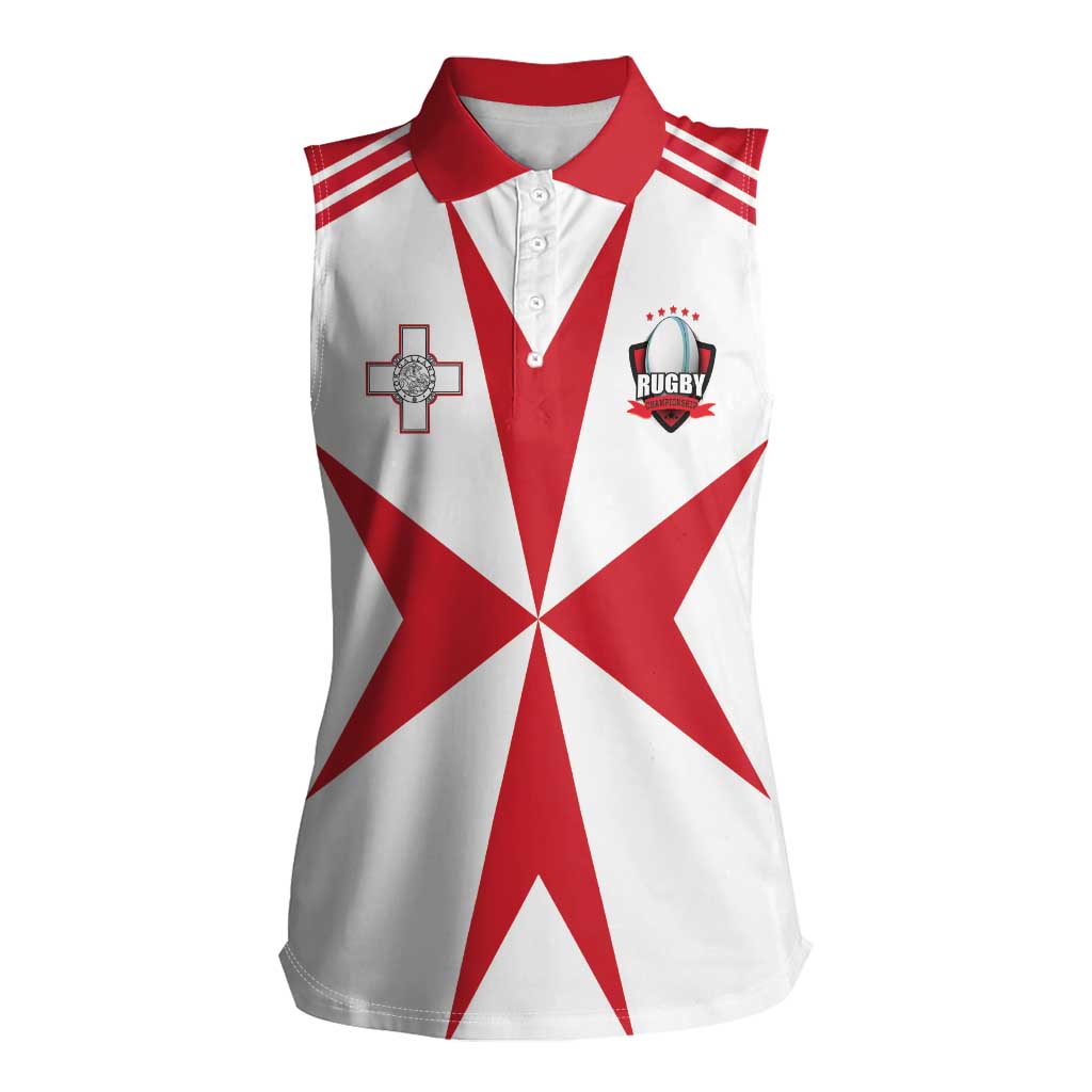 Custom Malta Rugby Women Sleeveless Polo Shirt Maltese Cross